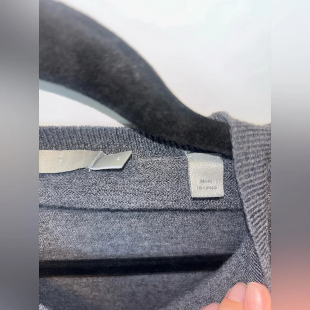 Vince | Gray Wool Elbow Patch V-neck Sweater Sz L